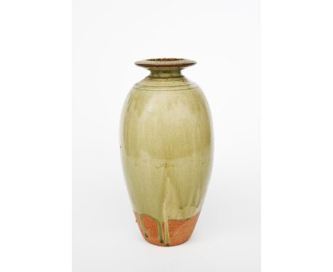 Richard Batterham (1936-2021) a stoneware bottle, covered with a running ash glaze to the foot unsigned 42cm. high 