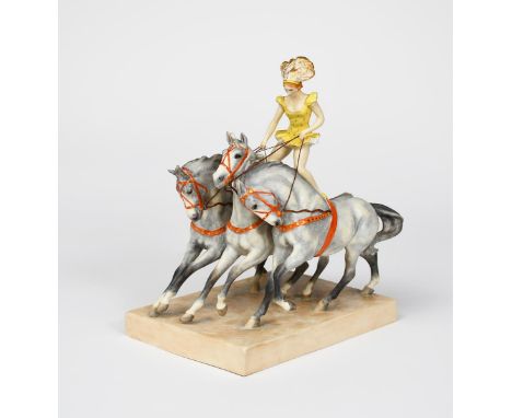 'In the Ring' no.3180 a Royal Worcester figure group designed by Doris Lindner,  glazed in colours printed factory mark, 27cm