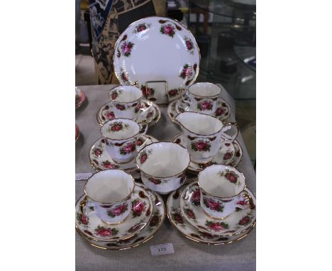 An Elizabethan Tea service (missing one cup) 