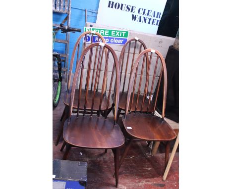 Four mid-century Ercol dining chairs. Shipping unavailable 