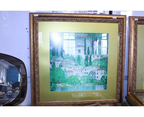 A large gilt framed Gustav Klimt print 97x97cm, shipping unavailable 