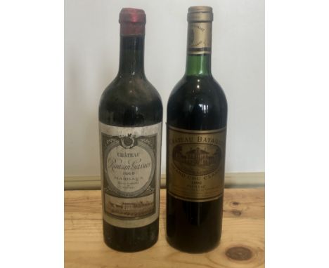 2 Bottles Fine and Rare old Vintage Classified Growth Claret comprising : 1 bottle Chateau Batailley Grand Cru Classe Pauilla