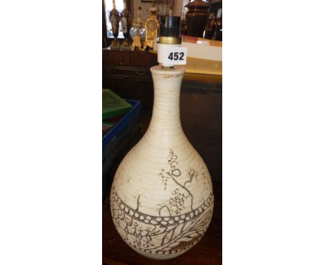 Studio Pottery: A Broadstairs Pottery bottle vase lamp base, signed