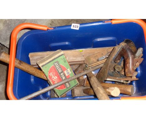 Assorted tools including two planes