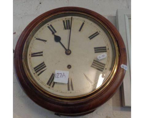 Victorian single fusee mahogany school-type wall clock, 10" dial