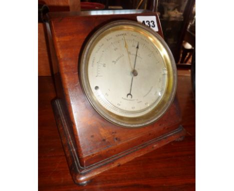 Victorian desk top mahogany barometer and thermometer