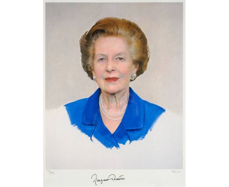 * Thatcher (Margaret, 1925-2013). Head and shoulders portrait after an oil painting by Richard Stone, 2013, colour lithograph