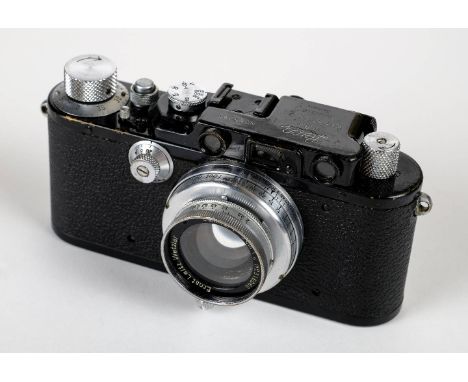 * Leica III rangefinder with Summar 50mm f/2 lens. Leica III black rangefinder camera, upgraded from 1931 Leica Ia by the fac