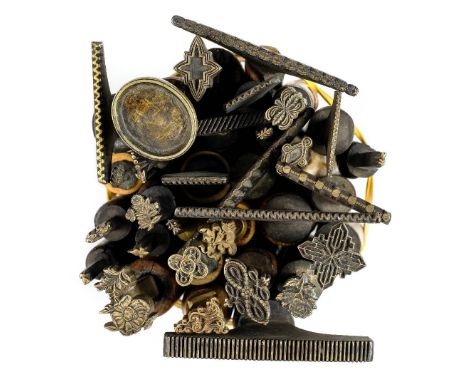 * Decorative finishing tools. 20 decorative brass finishing tools, mostly centre &amp; detail tools of traditional design, ma