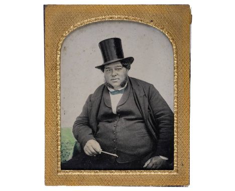 * Hampshire ambrotype. Portrait of a large gentleman, 1850s, half-plate ambrotype of a seated large man with muttonchops and 