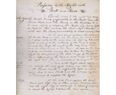 Cavalry Officer's Manuscript Manual. A manuscript written by Captain John J. Seelinger, 15th Light Dragoons, circa 1805, writ