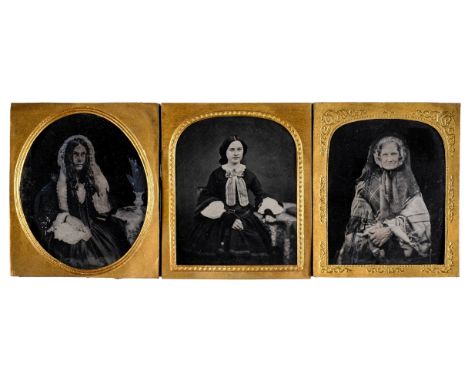 * Hampshire ambrotypes. A group of eleven portraits of seated Hampshire people, 1850s, sixth-plate ambrotypes, including eigh