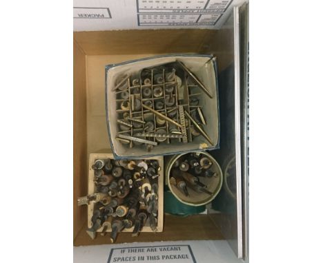 * Decorative finishing tools. Approximately 55 brass decorative finishing tools of various designs, makers include Morris &am