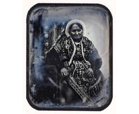 * Russian Ethnic Woman. Portrait of a woman in traditional dress, circa 1850, quarter-plate daguerreotype, some slight solari
