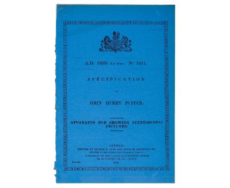 Photography Patents. A group of 105 photography patents, 1859-72, including John Henry Pepper, Apparatus for showing stereosc