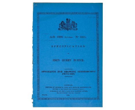 Photography Patents. A group of 105 photography patents, 1859-72, including John Henry Pepper, Apparatus for showing stereosc