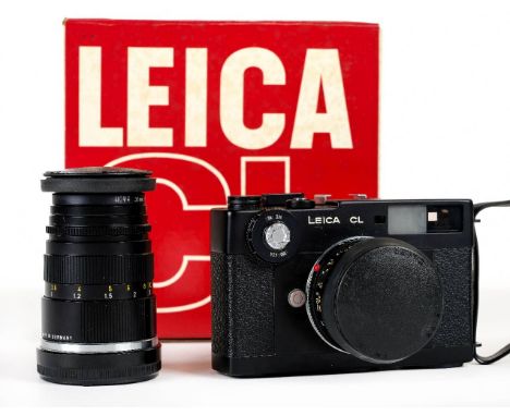 * Leica CL with Summicron-C 40mm and Elmar-C 90mm. Leica CL black rangefinder camera, Serial number 1397860, made in Japan, g