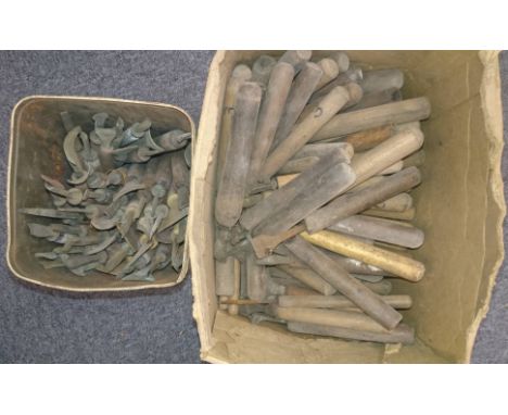 * Decorative finishing tools. A collection of 36 brass finishing tools, mostly centre tools of traditional design, some a tri