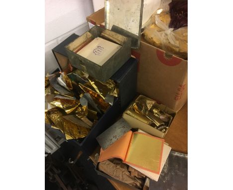 * Gold leaf. 22 books of gold leaf, mostly unused, together with four books of silver leaf, contained together in a tin, plus