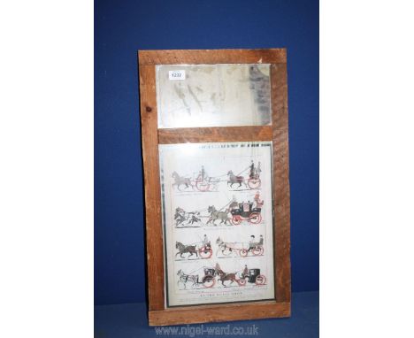 A homemade wooden mirror having a November 22nd 1902 newspaper cutting from the Colliers Weekly 'At The Horse Show' showing d