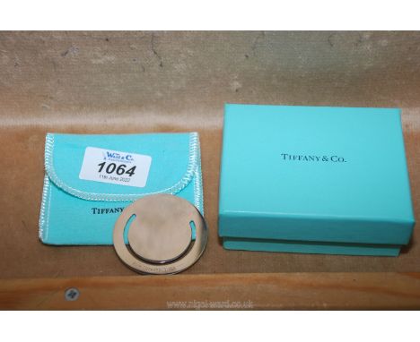 A Tiffany &amp; Co. London hallmarked silver bookmarker, dated 1999, in original aqua pouch and box.