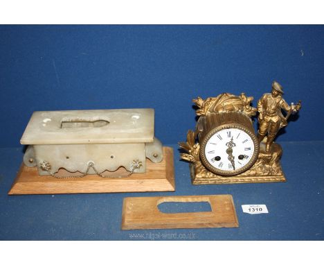 A 19th c. French gilt mantle Clock, movement by Marti et Co., for restoration.