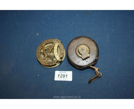 An unusual Brass Compass and Sundial combined with fold-down parts including an inclination scale and engraved ''F.L. West, 3