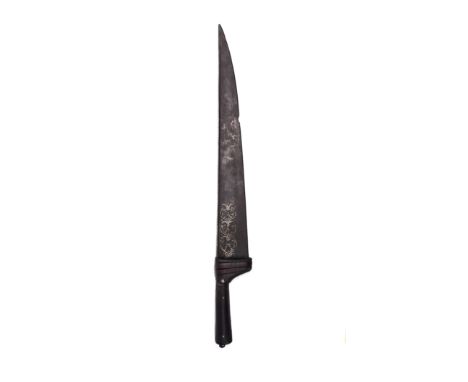 **NO RESERVE**A Near Eastern Sword with Silver and Gold Koftgari Decoration, 19th Century.A Near Eastern dagger with a dark s
