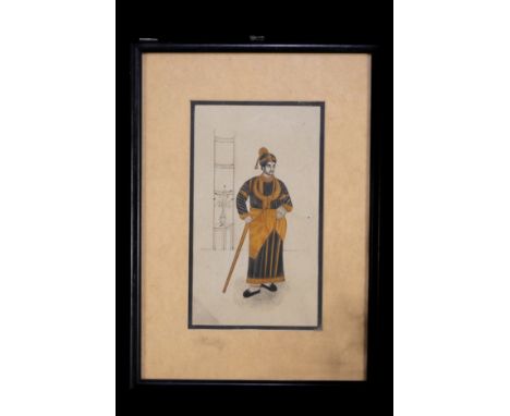 **NO RESERVE**An Indian Miniature of a Young Prince.This Indian miniature depicts a young prince standing with an air of conf