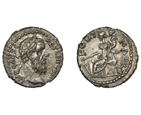 Pescennius Niger (193-194), Denarius, Antioch, 193-4, laureate head right, imp caes c pesc niger i[–] around, rev. Fortuna se