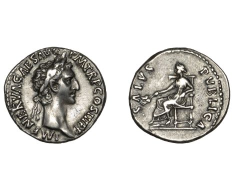 Nerva (96-98), Denarius, 97, laureate head right, imp nerva caes avg pm tr p cos iii pp around, rev. Salus, draped, seated le