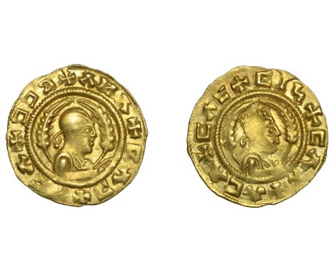 Axumite Coinage, Ebana (c. 460-480), gold unit, +cax+aca+cac+cin draped bust right wearing tall crown, holding whip, framed b