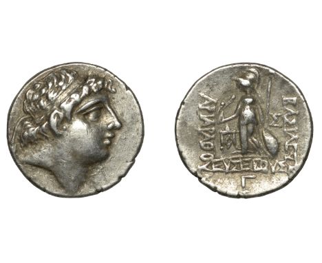 KINGS OF CAPPADOCIA, Ariarathes IX, Drachm, yr 3 [98 BC], diademed head right, rev. Athena standing left, holding Nike and an