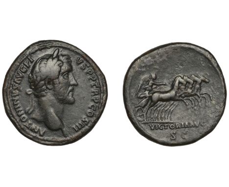 Antoninus Pius (138-161), Sestertius, 140-144, laureate head right, rev. victoria avg, Victory driving fast quadriga right, 2