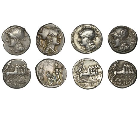 Ti. Veturius, Denarius, c. 137, draped and helmeted bust of Mars right, [ti ve] and x behind, rev. oath-taking scene, roma ab