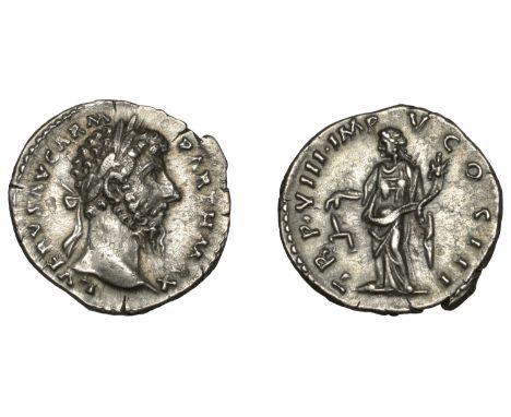 Lucius Verus (161-169), Denarius, 168, laureate head right, l vervs avg arm parth max around, rev. Aequitas, draped, standing