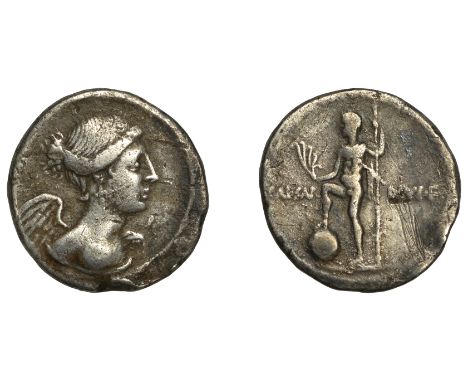 Octavian (31-27 BC), Denarius, Uncertain mint possibly Brundisium or Rome, 32-29, bust of Victory right, with wings spread, r