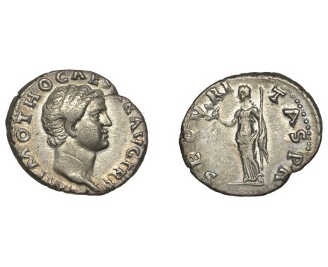 Otho (69), Denarius, 69, bare head right, [imp] m otho cae[sar] avg tr p around, rev. Securitas, draped, standing left, holdi