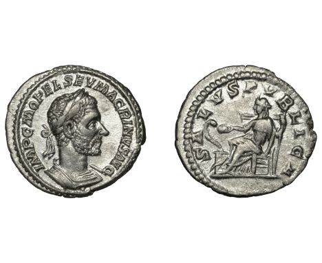Macrinus (217-218), Denarius, 217-8, laureate, cropped bearded and cuirassed bust right, imp cm opel sev macrinvs avg around,