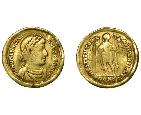 Valentinian I (364-375), Solidus, Constantinople, 367-75, rosette-diademed, draped and cuirassed bust right, d n valentinianv