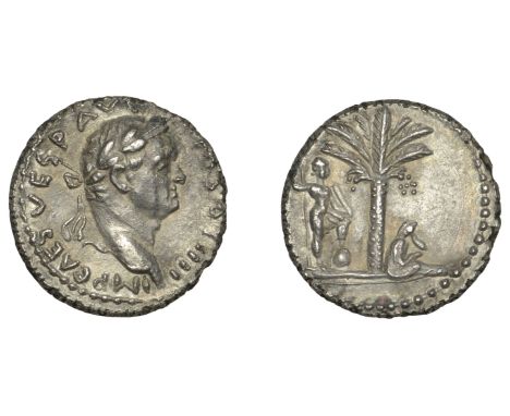 Vespasian (69-79), Denarius, Antioch of Pisidia, 72-3, laureate head right, imp caes vesp avg [p m c]os iiii, rev. Judaea, ve