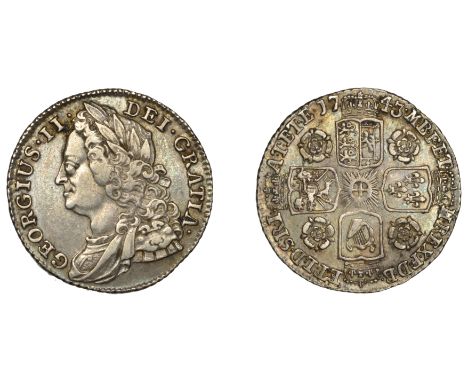 George II (1727-1760), Sixpence, 1743, roses, 6 harp strings (ESC 1752; S 3709). Toned, very fine £70-£90