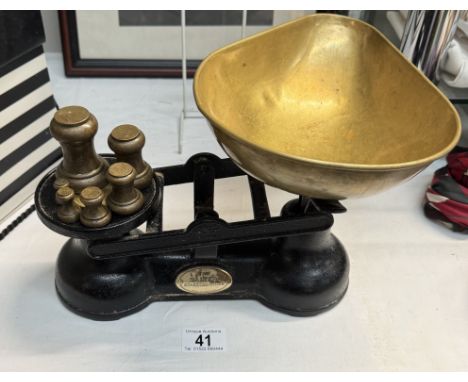 A set of Salter Staffordshire scales with weights