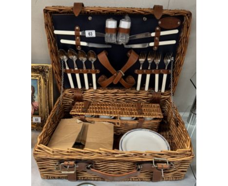 A wicker picnic hamper