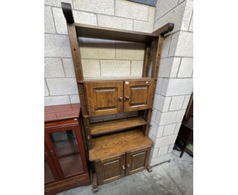 A solid oak wall unit with adjustable cupboard &amp; shelf COLLECT ONLY