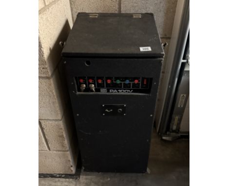 An NJD electronic midi music real time arranger on castor wheels (model PA100V) 38cm x 36cm x 84cm max) COLLECT ONLY.