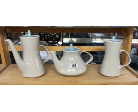 A quantity of Poole pottery, including a Coffee pot, tea pot &amp; hot water pot