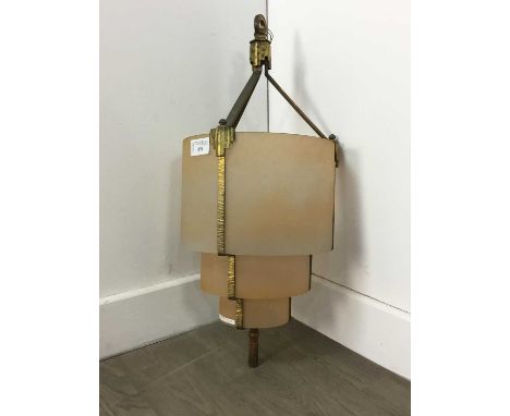 ART DECO THREE TIER WATERFALL LIGHT SHADE,in gilt metal and peach frosted glass, approx. 50cm to dropWear consistent with age
