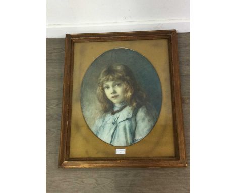 M. TURNERPORTRAIT OF A YOUNG GIRL,Watercolour, signed lower right, oval, 44cm x 35cm, mounted, framed and under glass