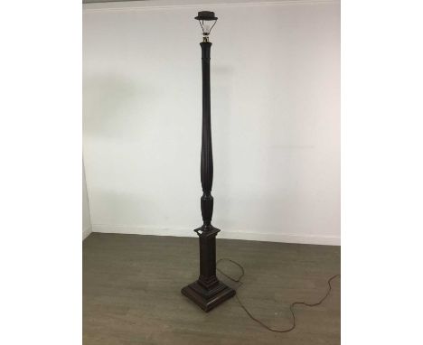 MAHOGANY STANDARD LAMP,on square base